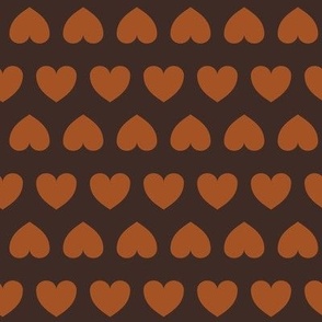 Mirror hearts - chocolate on dark oak brown