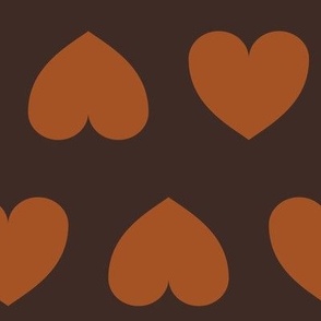Alternating hearts - chocolate brown on dark oak