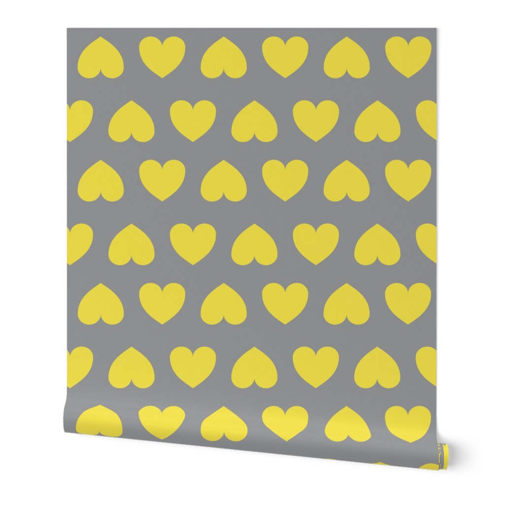 Alternating hearts - illuminating yellow on ultimate grey