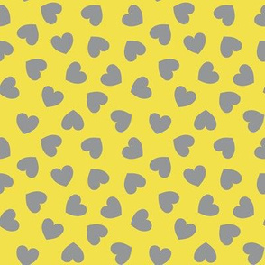 Tumbling heart pattern - ultimate grey on illuminating yellow