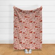 Ox in the flowers - Year of the Ox - red and cream floral - large scale