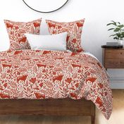 Ox in the flowers - Year of the Ox - red and cream floral - large scale