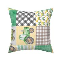 Farm Tractor Watercolor Whole Cloth Cheater Rotated