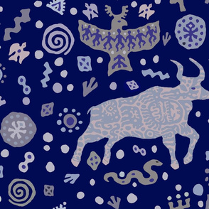 Year of the Ox Zodiac - Navy Fat Quarter