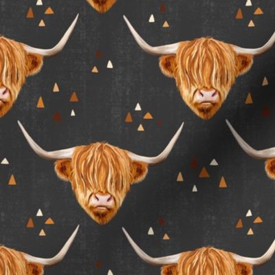 Highland Cow gender neutral on a grey background- small scale 