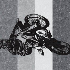 Motocross Minky Grey 1 yard rotated - 54 x 36 inches