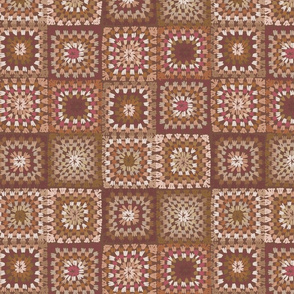 Granny square patch quilt - brown