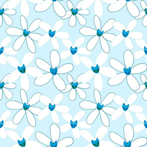 Light Blue Foxy Flowers medium scale 