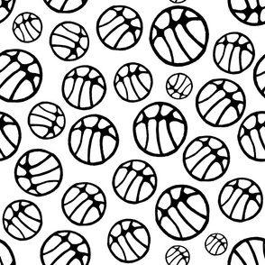 Basketball Balls Black and White Abstract Pattern