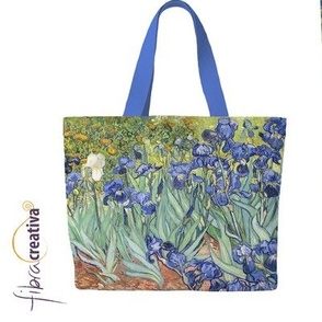 Van Gogh Irises Tote bag // Cut and sew fabric panel