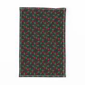★ ROCKABILLY CHERRY SKULL AND POLKA DOTS ★ Red + Classic Green - Medium Scale / Collection : Cherry Skull - Rock 'n' Roll Old School Tattoo Prints