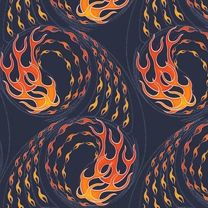 ★ HOT ROD FLAMES ★ Red, Orange, Yellow, Navy - Small Scale / Collection : On fire -Burning Prints