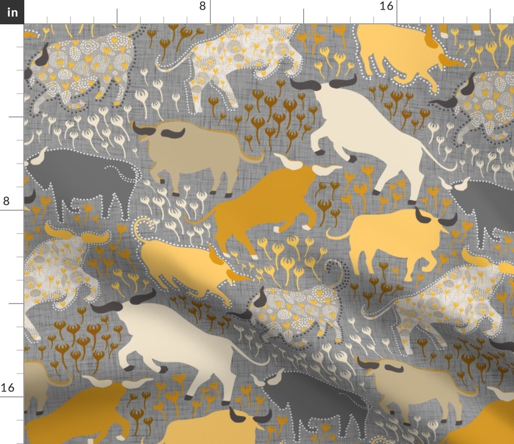 oxes on the field - large scale