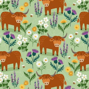 Brora Highland Cow Fabric  County Fabrics - Curtain & Upholstery Fabrics
