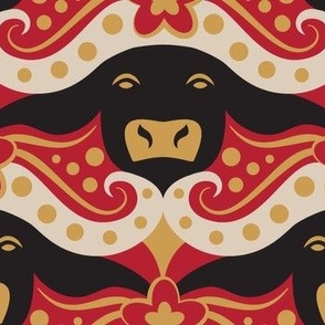 Bull, Black and Red