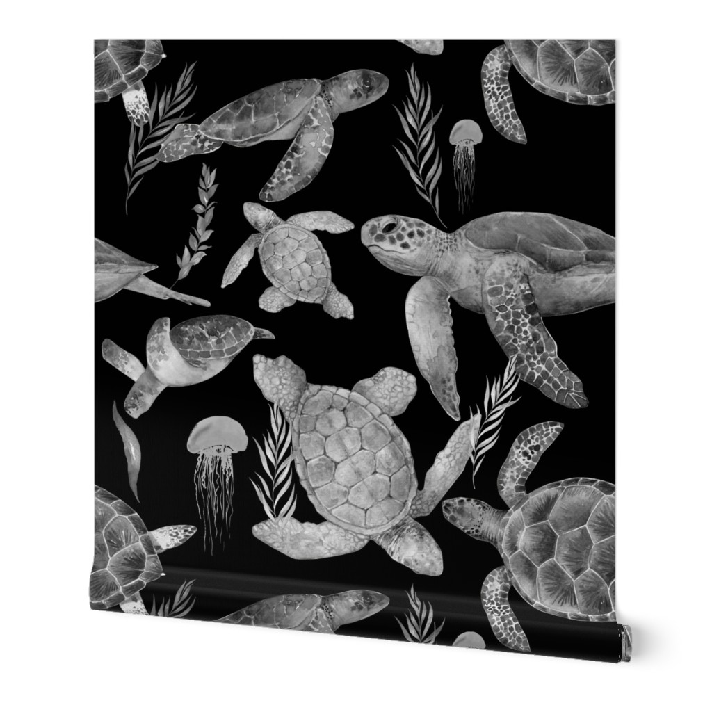 Sea Turtles Black and Gray