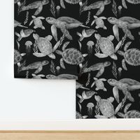 Sea Turtles Black and Gray