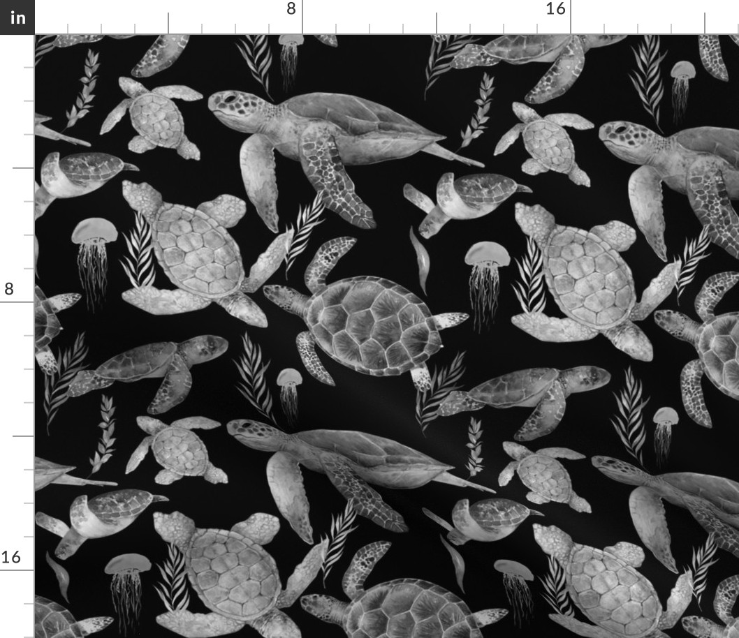 Sea Turtles Black and Gray