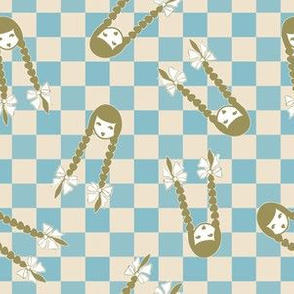Cutie Pie Checkerboard - Tan/Aqua 