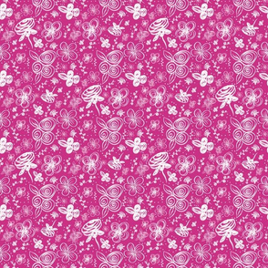 Flower Doodles All Day - Hot Pink Small Scale