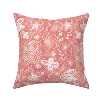 Flower Doodles All Day - Soft Coral - Large Scale