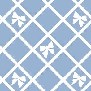 Windowpane Bows -  Blue/ White Diagonal