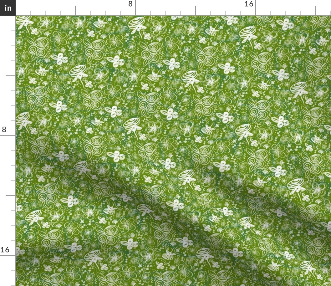 Flower Doodles All Day - Spring Green Small Scale