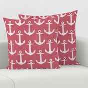 Chevron Anchor Hot Pink Linen