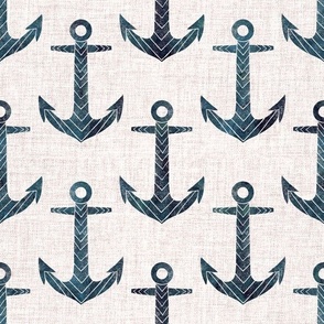 Chevron Anchor Ink Linen