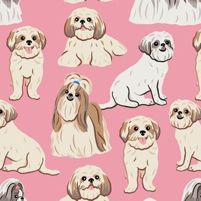 Shih Tzu Dogs - Large - Pink