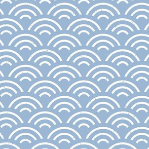 Seigaiha - Japanese style fabric in trendy 2021 colors - Cerulean and White - medium scale