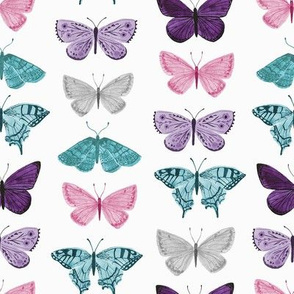 Teal & Purple Butterfly - Watercolor - Med