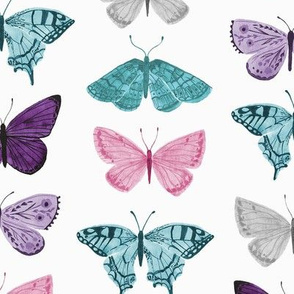 Teal  & Purple Butterfly  - Watercolor - LG