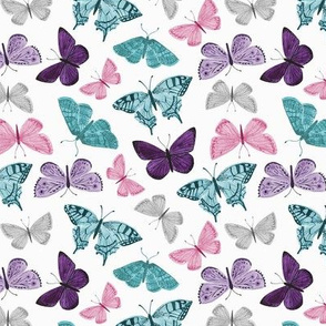 Teal & Purple Butterfly Toss - Watercolor -SM
