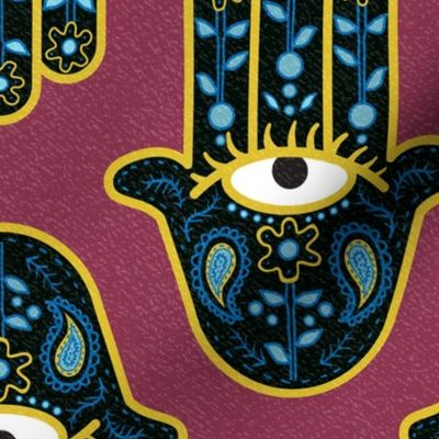 Hamsa Hand Black and Magenta