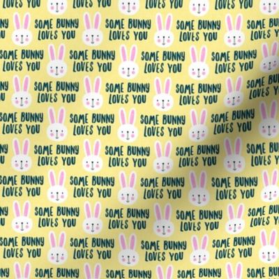 (small scale) some bunny loves you - cute bunnies on yellow - C21