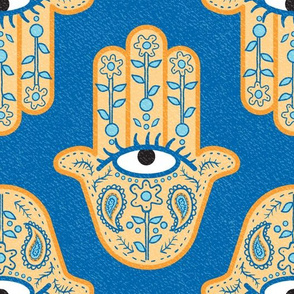 Hamsa Hand Orange and Blue