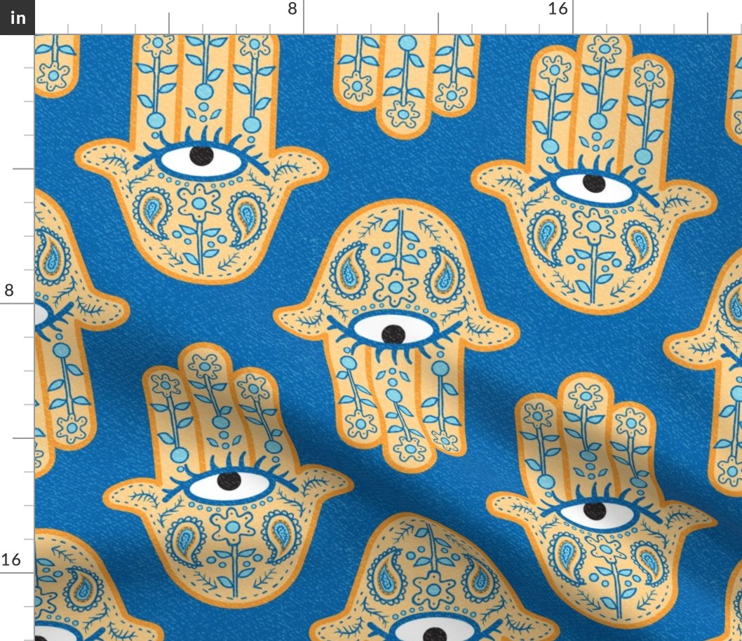 Hamsa Hand Orange and Blue