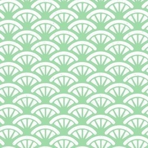 Seigaiha - Japanese style fabric in trendy 2021 colors - Green Ash and White 