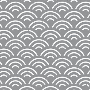 Seigaiha - Japanese style fabric in trendy 2021 colors - Ultimate Gray and White - medium scale