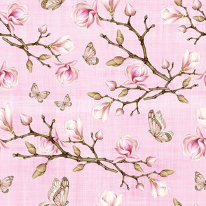 blossom butterfly pink linen