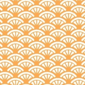 Seigaiha - Japanese style fabric in trendy 2021 colors - Marigold and White 