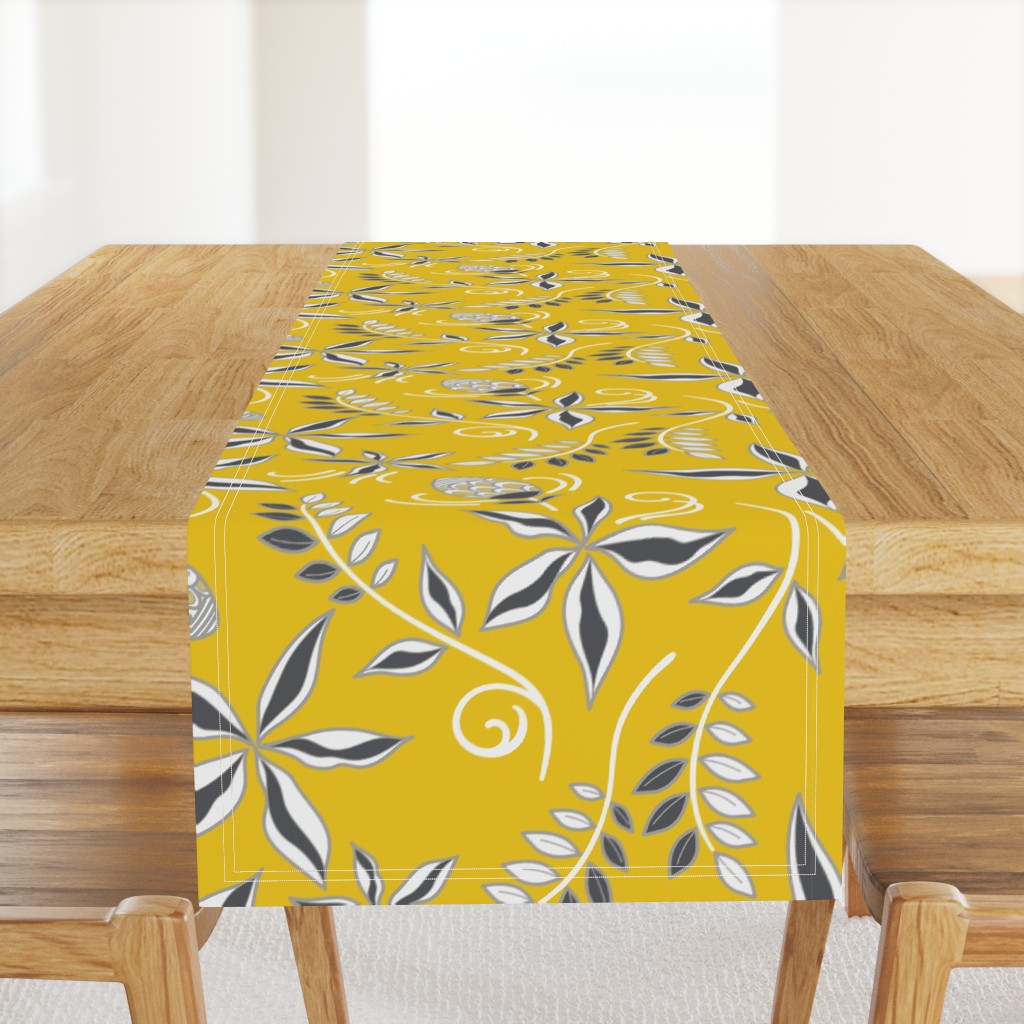 Mellow Yellow Floral Leafy Pattern