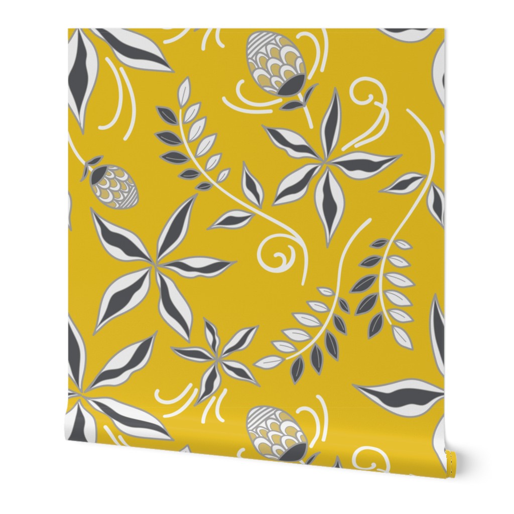 Mellow Yellow Floral Leafy Pattern