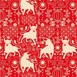 Ox Deco Ornamental Red Pattern