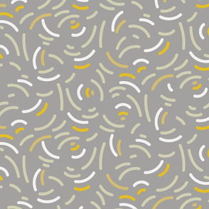 Grey and Yellow multicolor abstract print