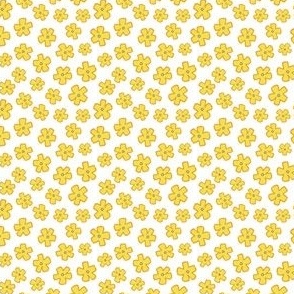 Spring flowers - sunshine yellow on white