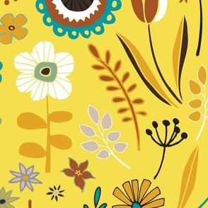 Meadow - yellow with peacock
