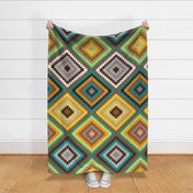 Modern Kilim - yellow, copper and peacock - large scale