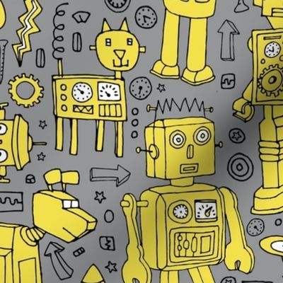 Robot pattern - Illuminating yellow on grey